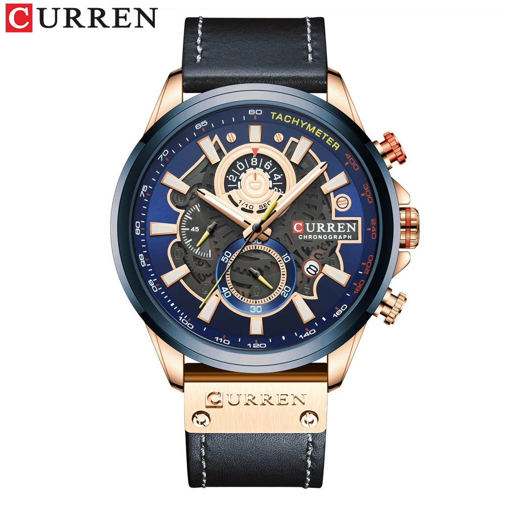 CURREN Watch for Men Top Brand Luxury Leather Strap Quartz Waterproof Wristwatch Fashion Casual Sports Watch Business Date Clock