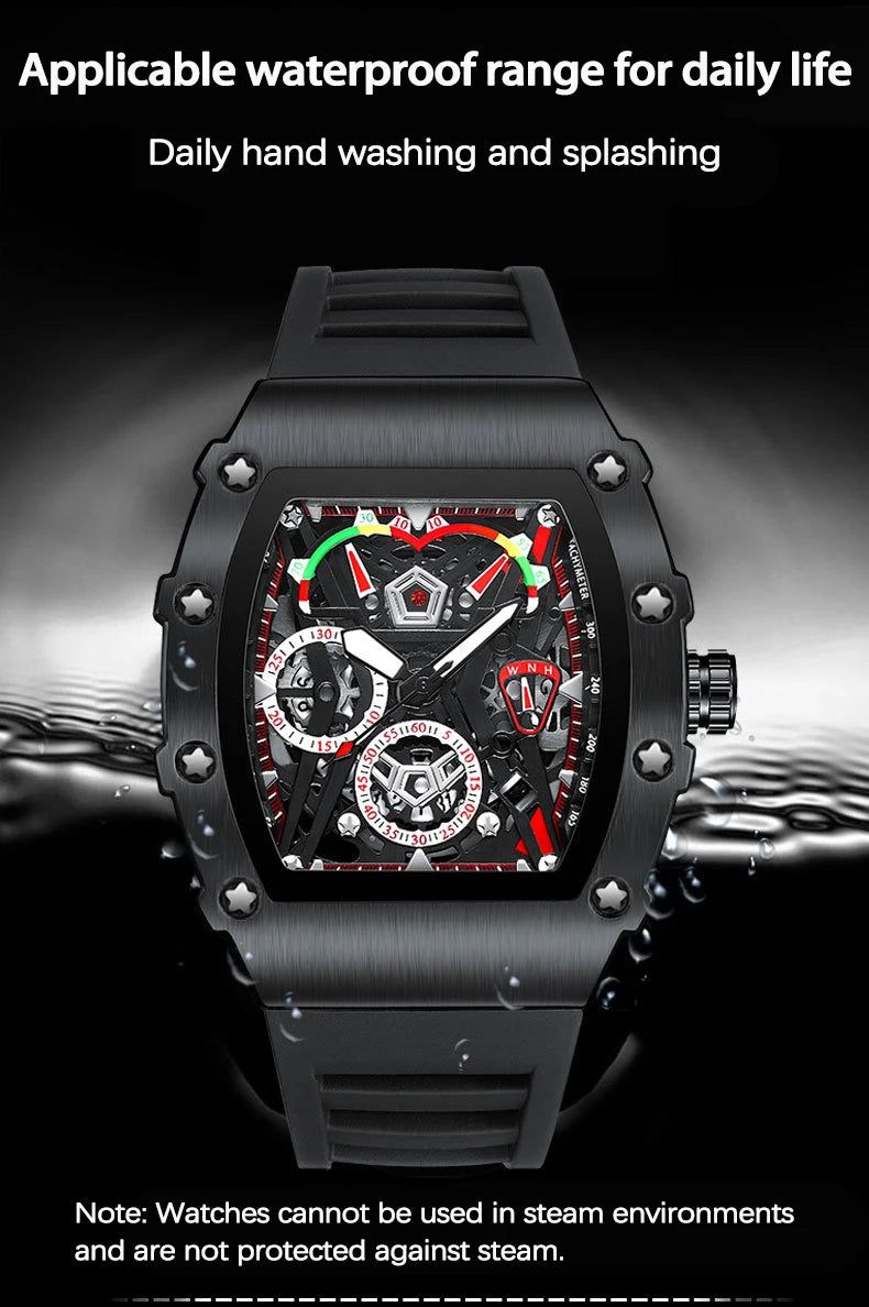 UTHAI CQ309 Fashion Men watch Waterproof Night Light Calendar Wine Bucket Silicone Strap Quartz Watch Men's watches