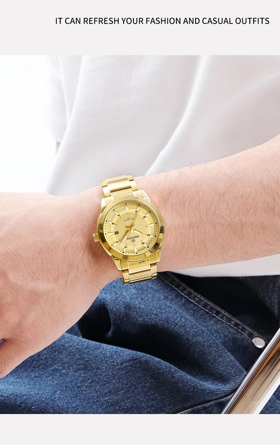 2024 Top Brand NAVIFORCE Mens Watches Stainless Steel Strap Casual Male Quartz Sports Wristwatch Luxury Waterproof Date Clock