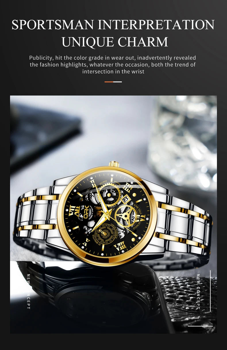 OPK8135 Men's Watch, Steel Band with Night Glow Waterproof