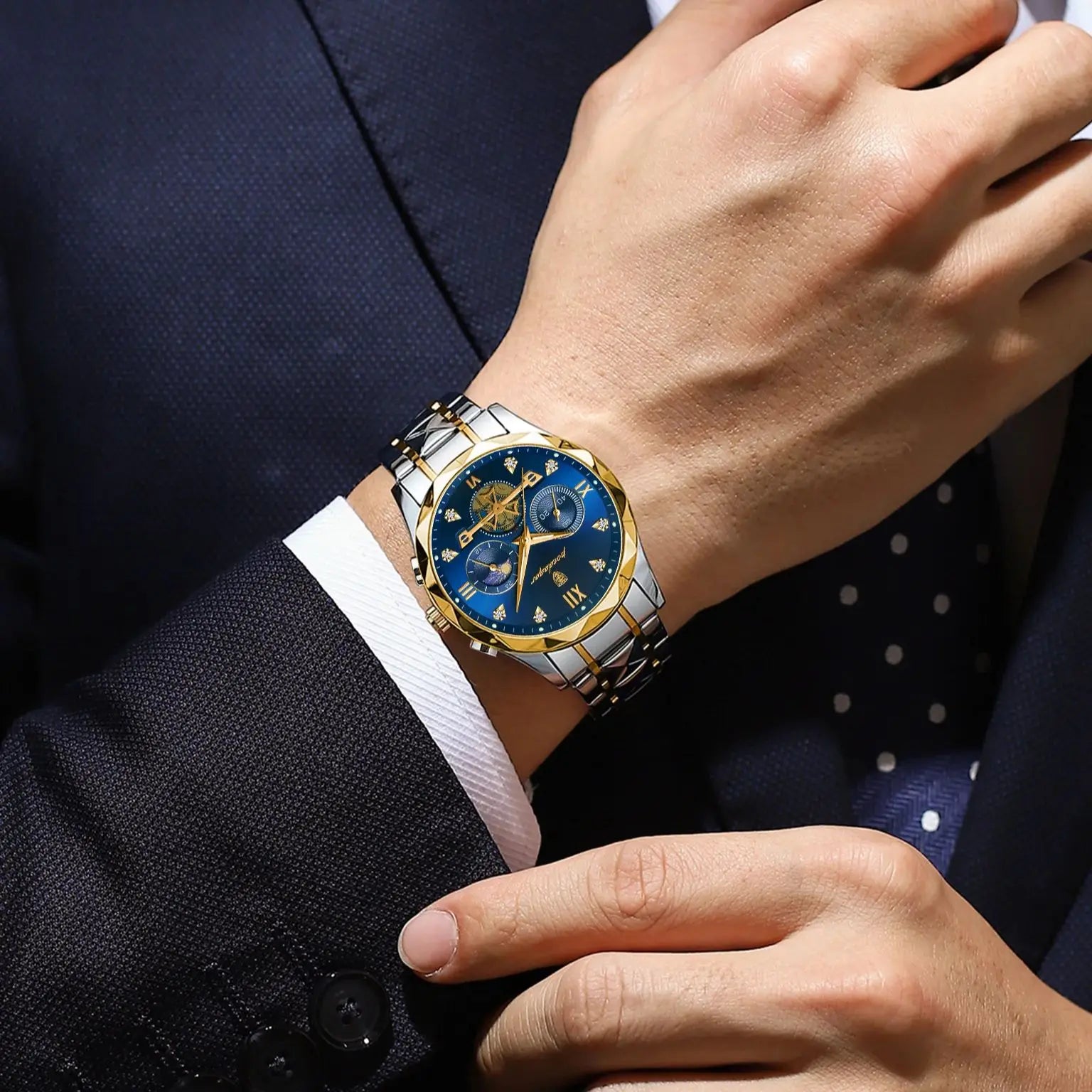 POEDAGAR Luxury Man Wristwatch Chronograph Waterproof Luminous Men Watch Stainless Steel High Quality Sport Men's Quartz Watches