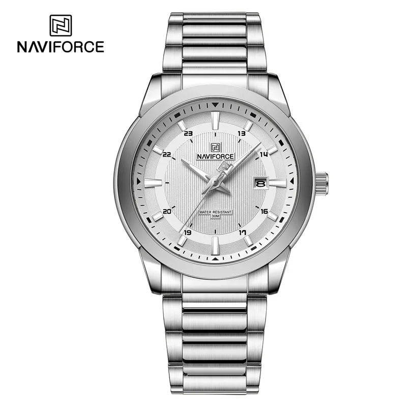 2024 Top Brand NAVIFORCE Mens Watches Stainless Steel Strap Casual Male Quartz Sports Wristwatch Luxury Waterproof Date Clock