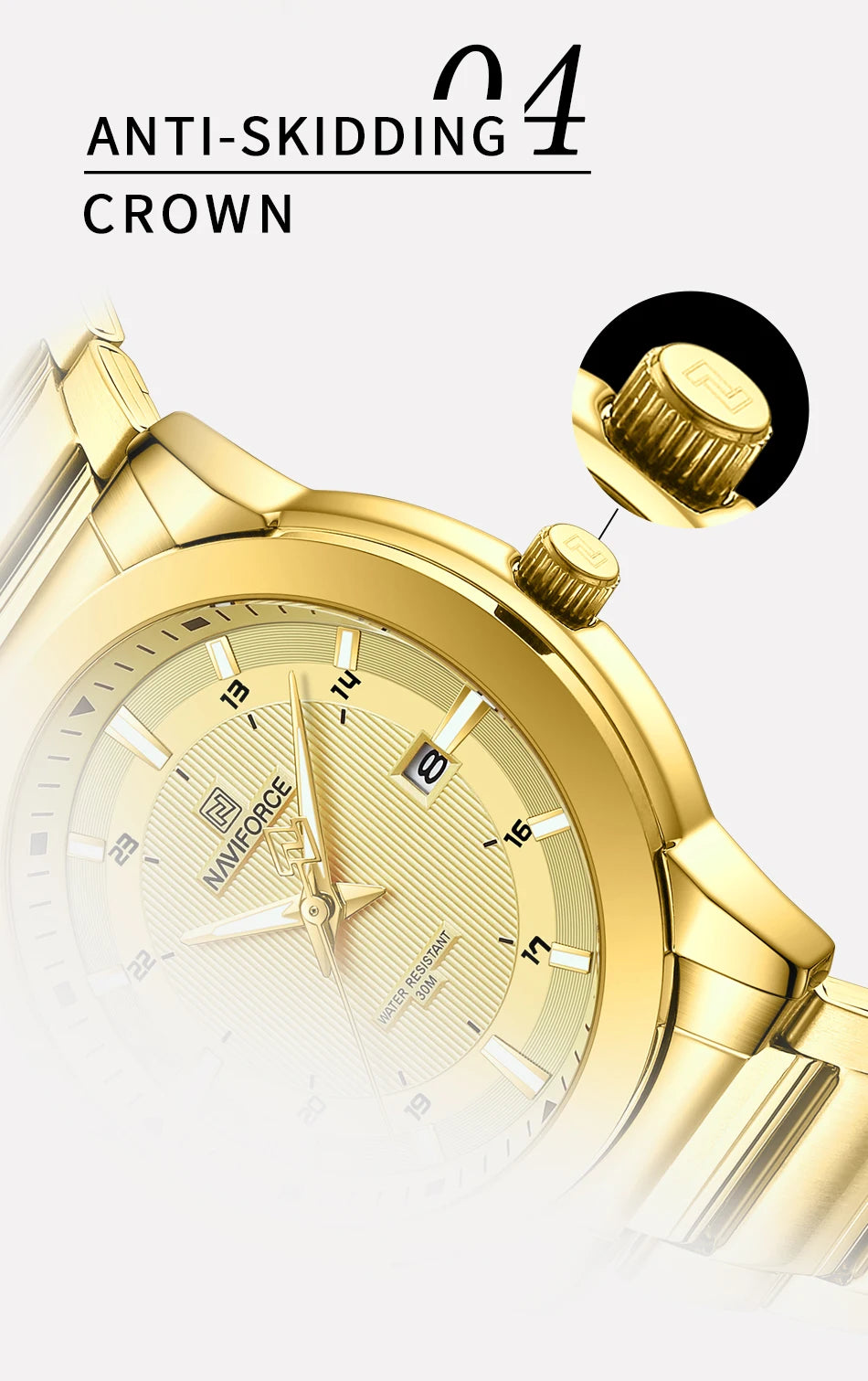 2024 Top Brand NAVIFORCE Mens Watches Stainless Steel Strap Casual Male Quartz Sports Wristwatch Luxury Waterproof Date Clock