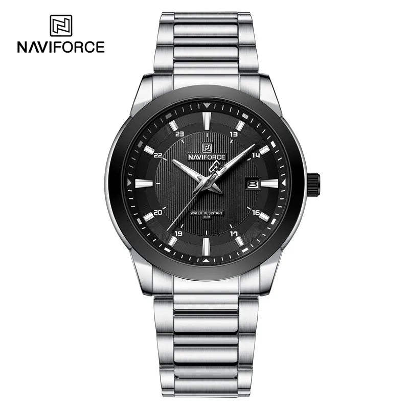 2024 Top Brand NAVIFORCE Mens Watches Stainless Steel Strap Casual Male Quartz Sports Wristwatch Luxury Waterproof Date Clock