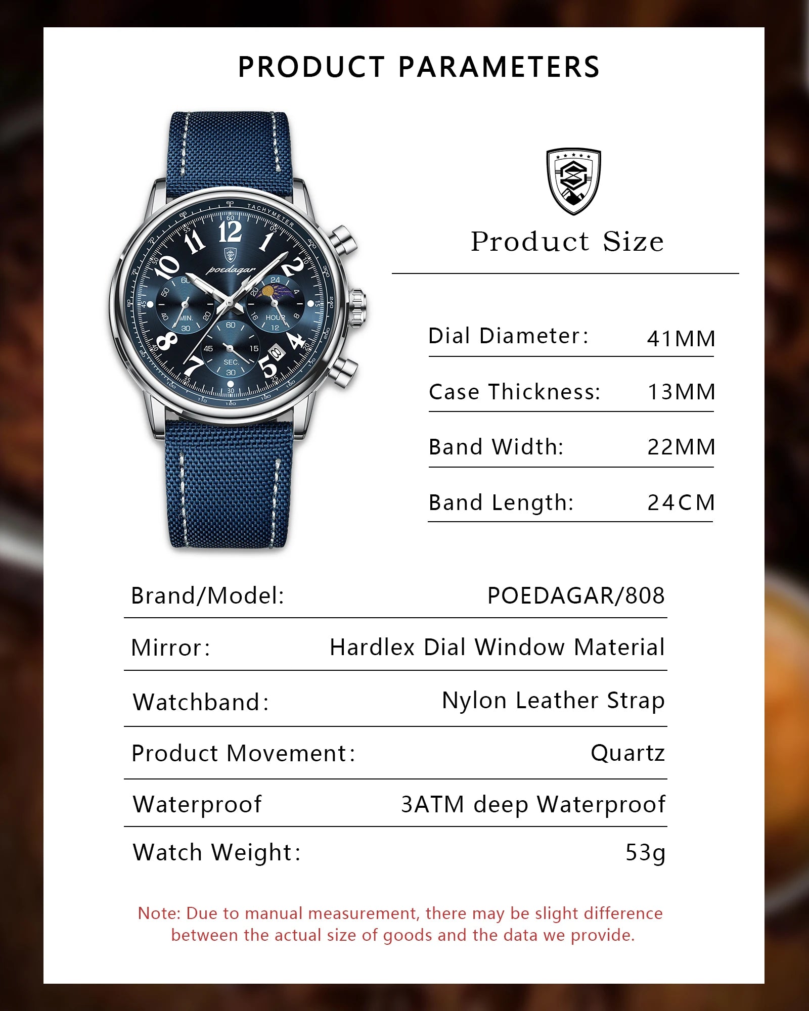 POEDAGAR Luxury Sports Military Men Watch Waterproof Luminous Chronograph Nylon Leather Date Man Wristwatch Quartz Men's Watches