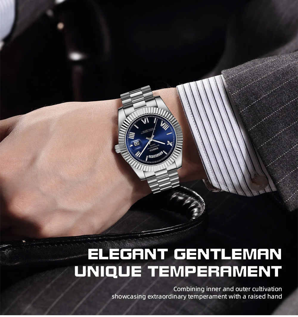 NIBOSI Fashion Men Watches Top Brand Luxury Wristwatch Day Date Miyota Quartz Watch Men Waterproof Steel Male Clock Reloj Hombre
