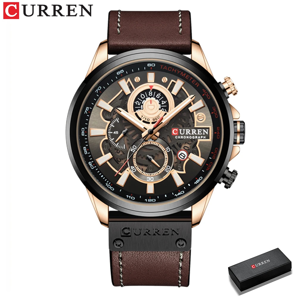 CURREN Watch for Men Top Brand Luxury Leather Strap Quartz Waterproof Wristwatch Fashion Casual Sports Watch Business Date Clock