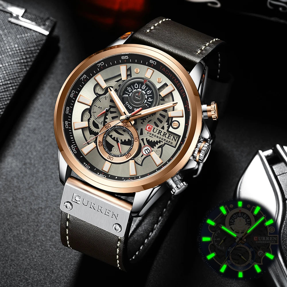 CURREN Watch for Men Top Brand Luxury Leather Strap Quartz Waterproof Wristwatch Fashion Casual Sports Watch Business Date Clock