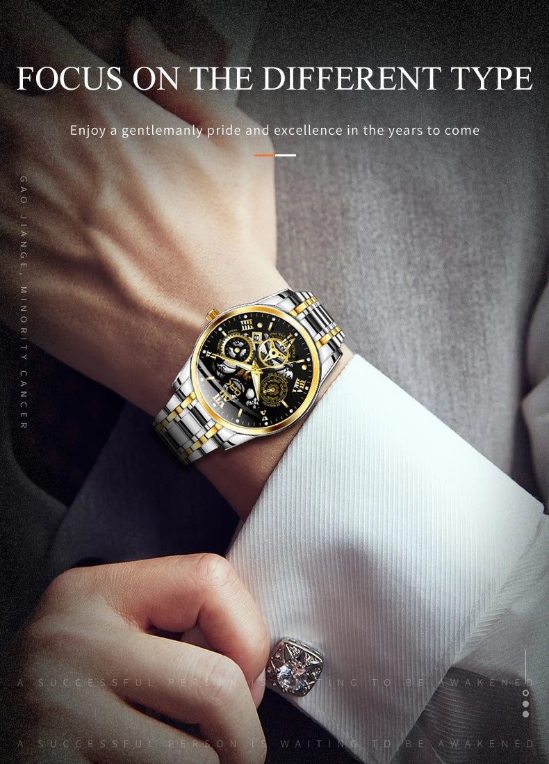 OPK8135 Men's Watch, Steel Band with Night Glow Waterproof