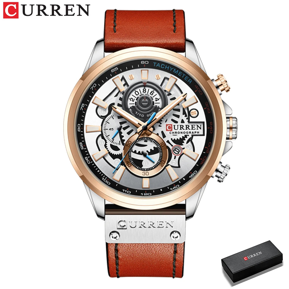 CURREN Watch for Men Top Brand Luxury Leather Strap Quartz Waterproof Wristwatch Fashion Casual Sports Watch Business Date Clock