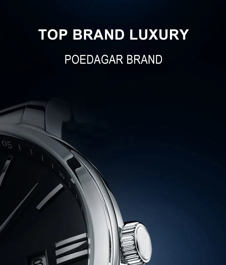 POEDAGAR Luxury Sports Men's Wristwatch Stainless Steel Waterproof Date Man Watch High Quality Casual Fashion Quartz Men Watches