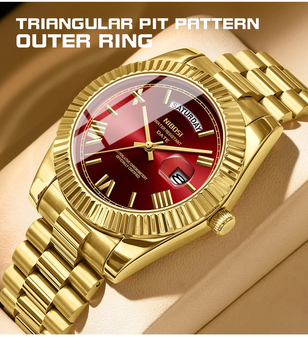 NIBOSI Fashion Men Watches Top Brand Luxury Wristwatch Day Date Miyota Quartz Watch Men Waterproof Steel Male Clock Reloj Hombre