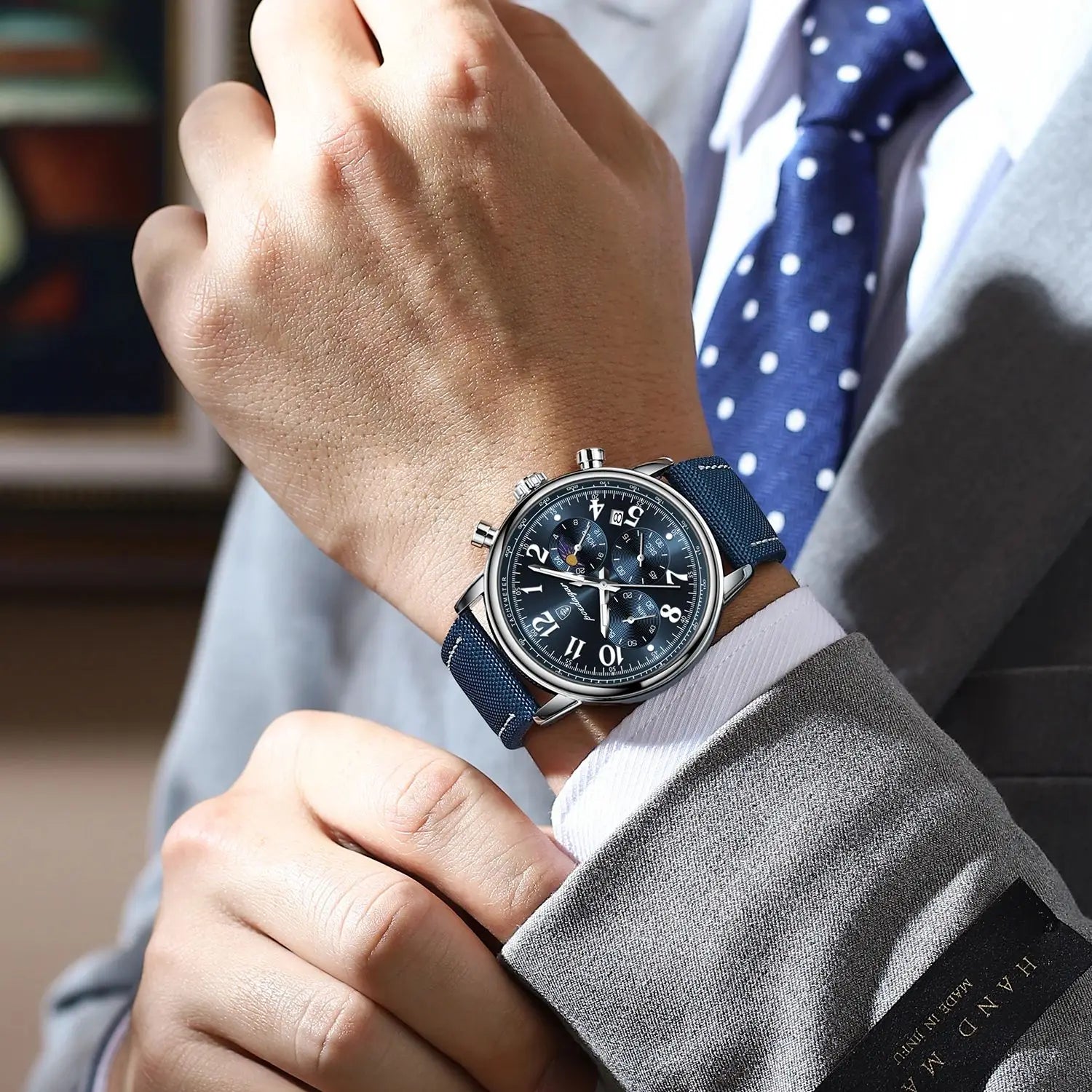 POEDAGAR Luxury Sports Military Men Watch Waterproof Luminous Chronograph Nylon Leather Date Man Wristwatch Quartz Men's Watches