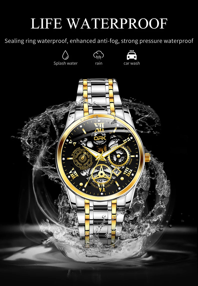 OPK8135 Men's Watch, Steel Band with Night Glow Waterproof